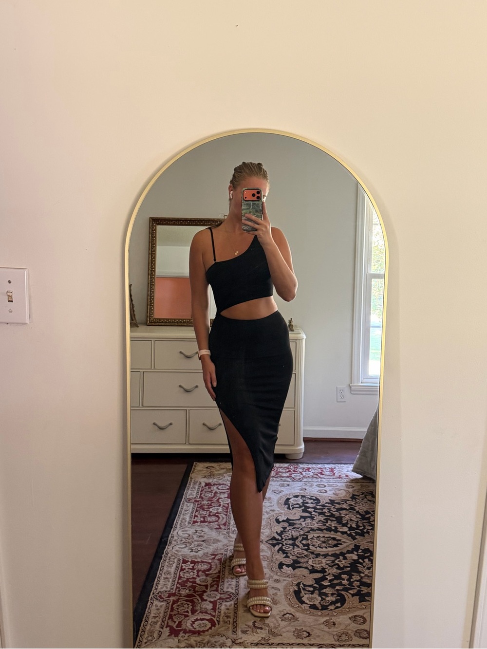 Black Asymmetric Midi Skirt